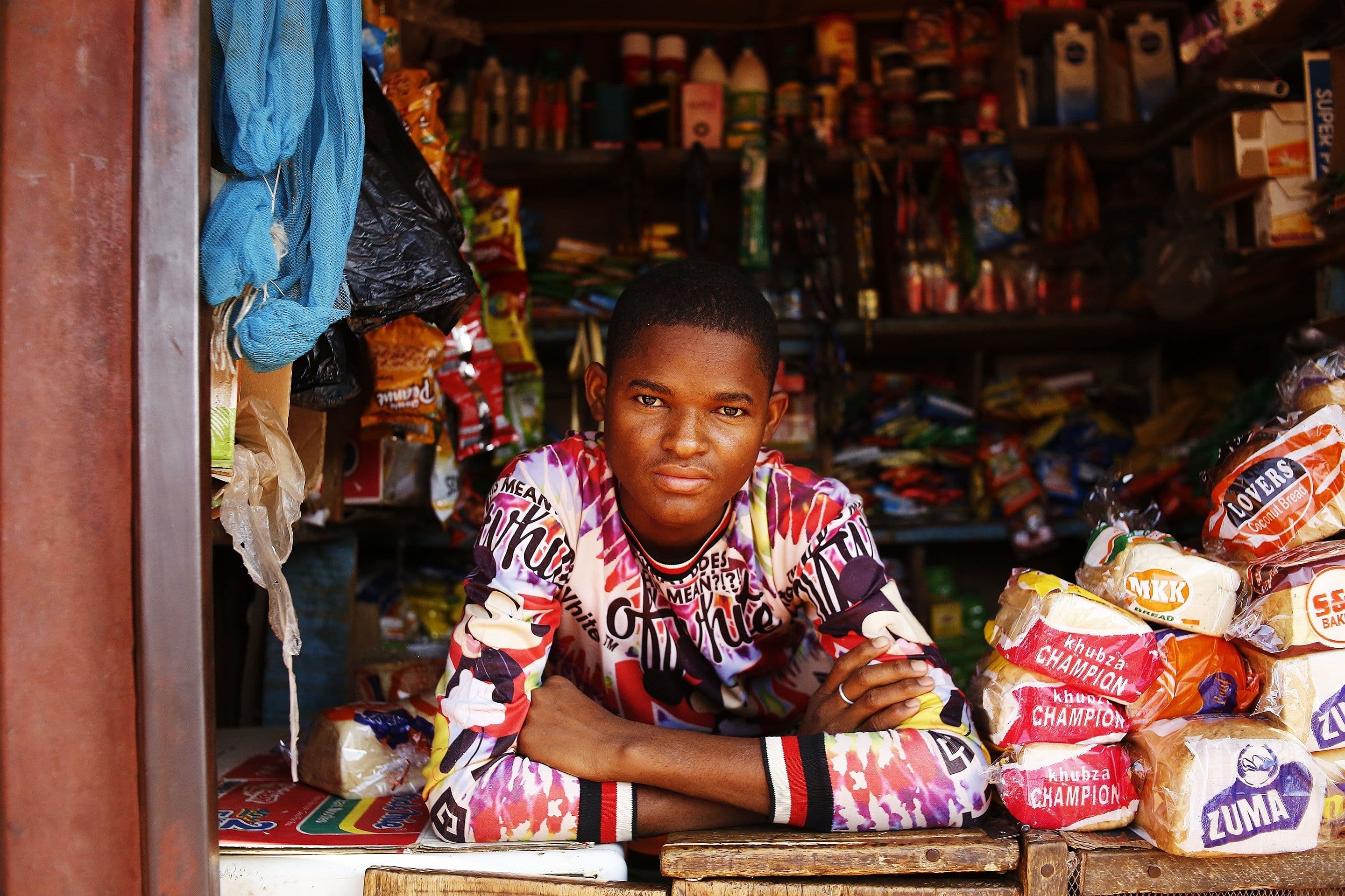 Small business founder operating at a market